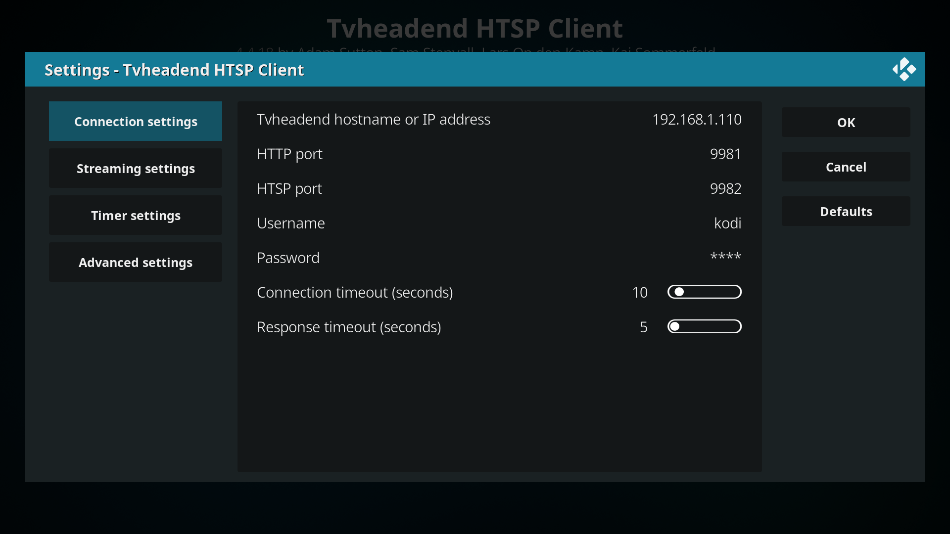configuration de TvHeadend client